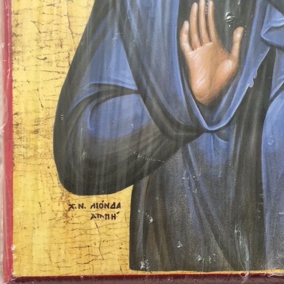 Rare Vintage Greek Orthodox Icon - Saint Elisavet, Solid Wood, Handcrafted - Picture 7 of 7